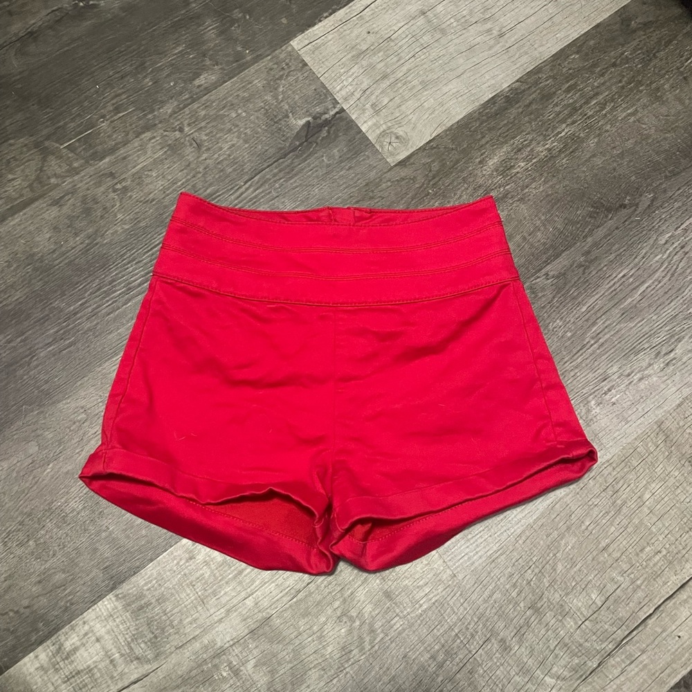 red BEBE high waist shorts size 0